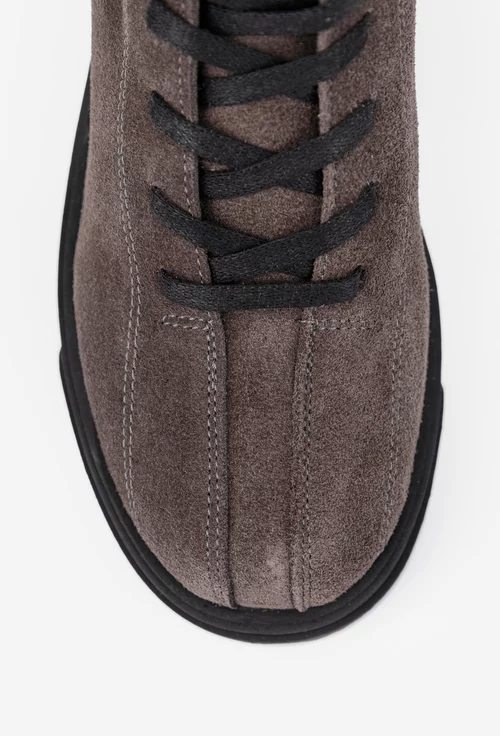 Ghete dama NUR grej din piele intoarsa