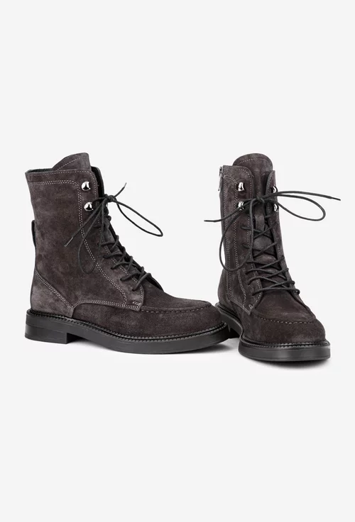 Ghete dama NUR gri inchis din piele intoarsa