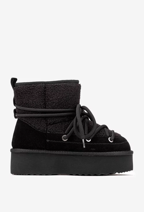 Ghete dama NUR imblanite din piele intoarsa si blanita neagra