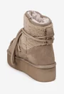 Ghete dama NUR imblanite din piele intoarsa si blanita taupe