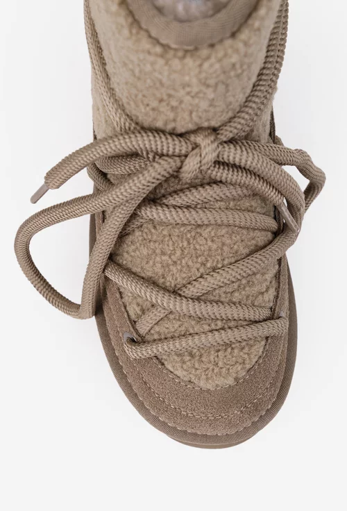 Ghete dama NUR imblanite din piele intoarsa si blanita taupe