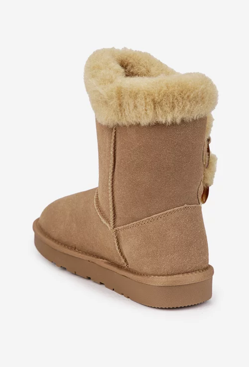 Ghete dama NUR inalte din piele intoarsa maro deschis