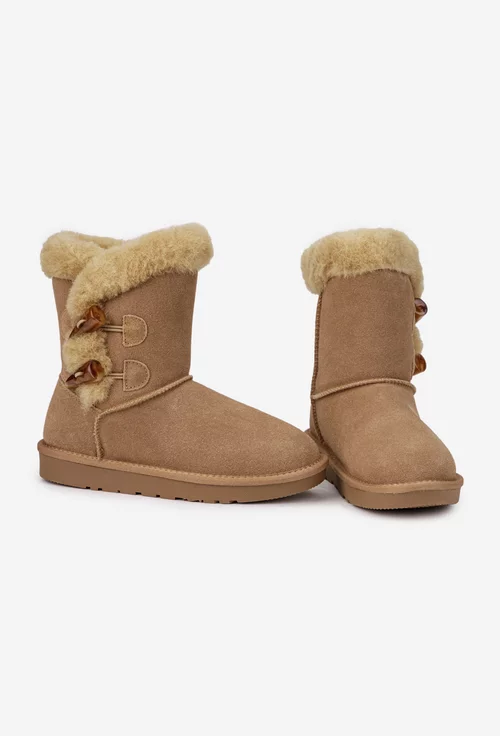 Ghete dama NUR inalte din piele intoarsa maro deschis