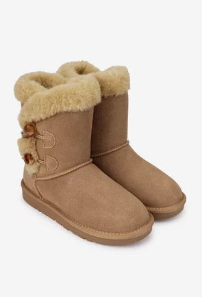 Ghete dama NUR inalte din piele intoarsa maro deschis