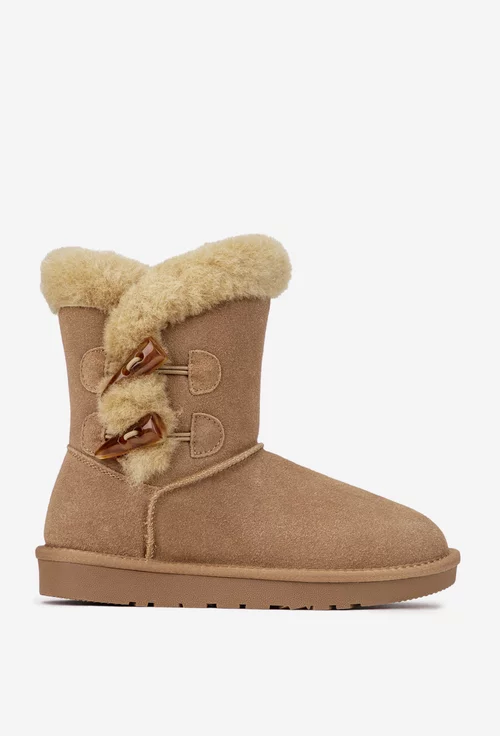 Ghete dama NUR inalte din piele intoarsa maro deschis