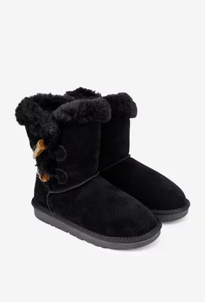 Ghete dama NUR inalte din piele intoarsa neagra