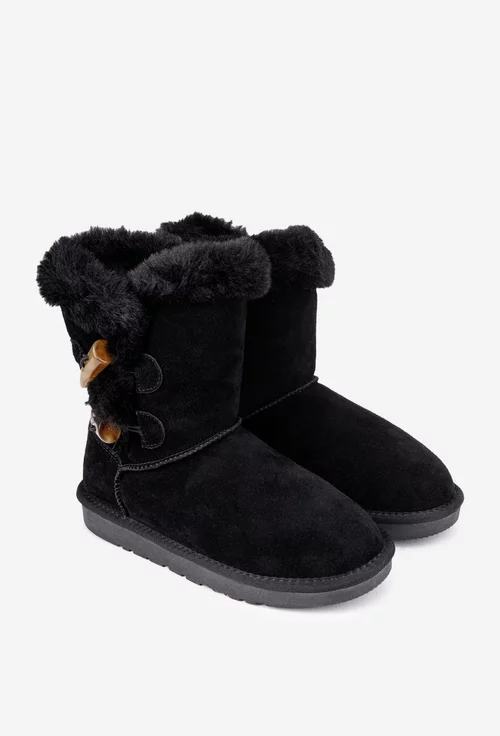 Ghete dama NUR inalte din piele intoarsa neagra