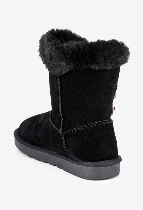 Ghete dama NUR inalte din piele intoarsa neagra