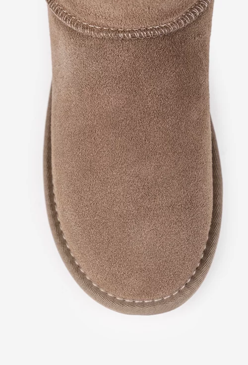 Ghete dama NUR inalte din piele intoarsa taupe