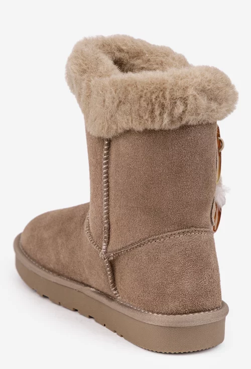 Ghete dama NUR inalte din piele intoarsa taupe