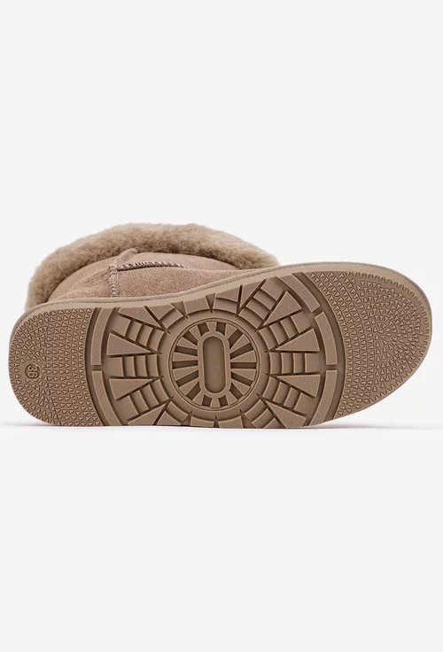 Ghete dama NUR inalte din piele intoarsa taupe