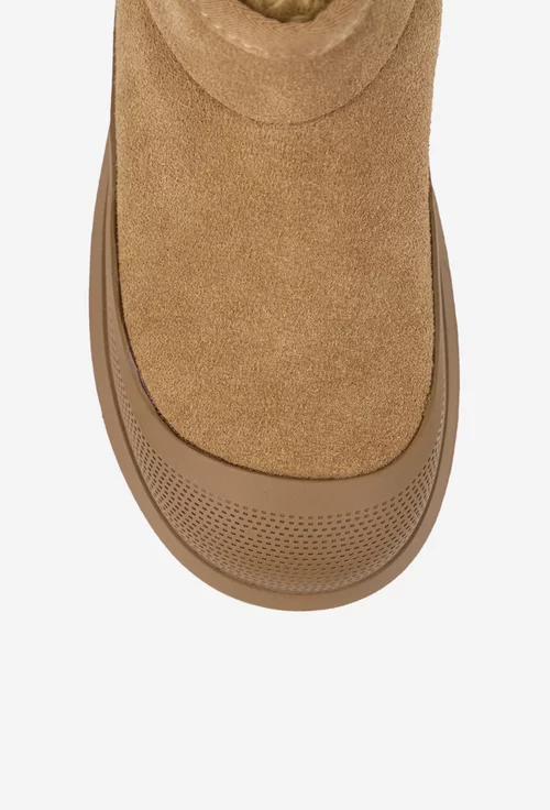 Ghete dama NUR maro din piele intoarsa cu blana