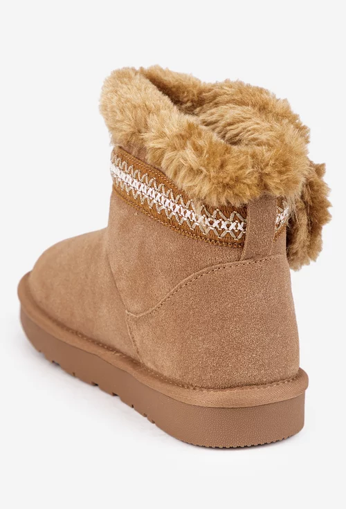 Ghete dama NUR maro din piele intoarsa cu model