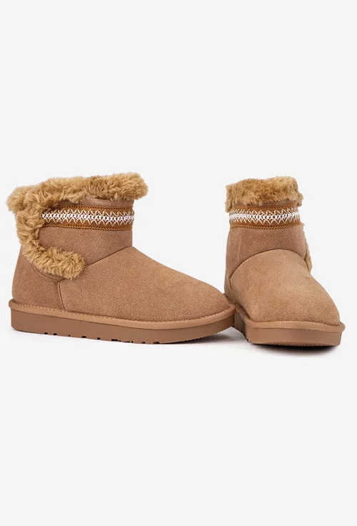 Ghete dama NUR maro din piele intoarsa cu model