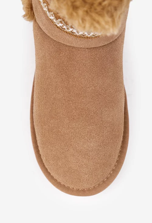 Ghete dama NUR maro din piele intoarsa cu model