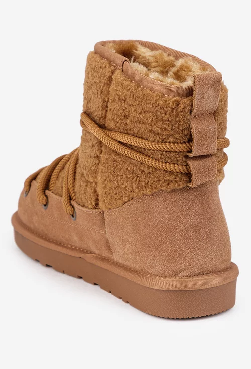 Ghete dama NUR maro imblanite din piele intoarsa si blanita