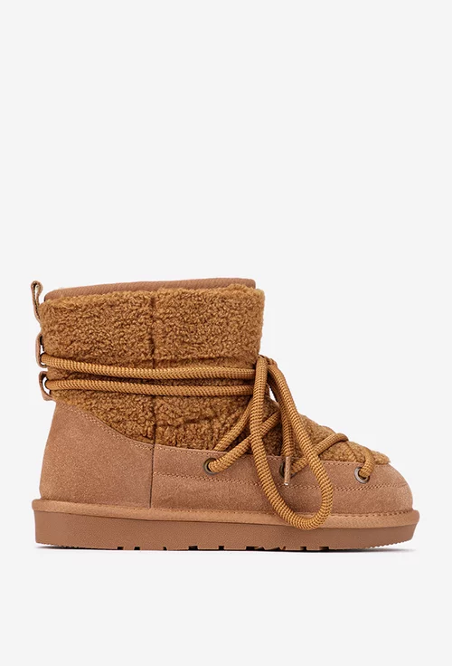 Ghete dama NUR maro imblanite din piele intoarsa si blanita