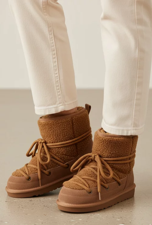 Ghete dama NUR maro imblanite din piele intoarsa si blanita