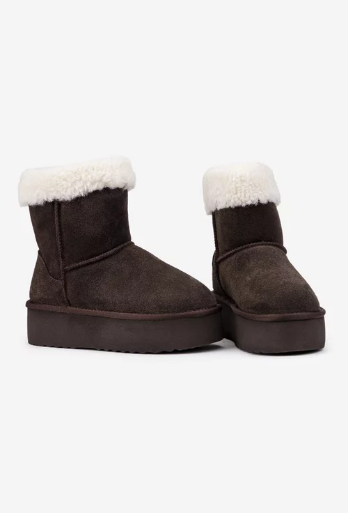 Ghete dama NUR maro inchis din piele intoarsa imblanite