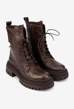 Ghete dama NUR maro inchis din piele naturala