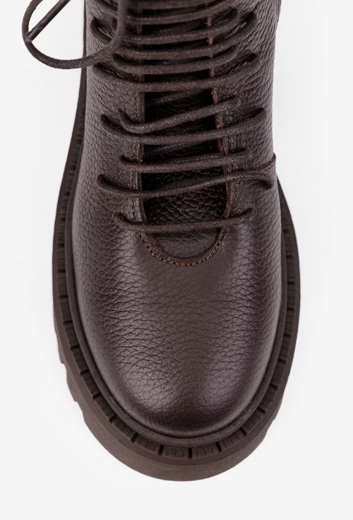 Ghete dama NUR maro inchis din piele texturata