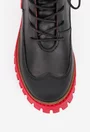 Ghete dama NUR negre cu detalii rosii din piele naturala