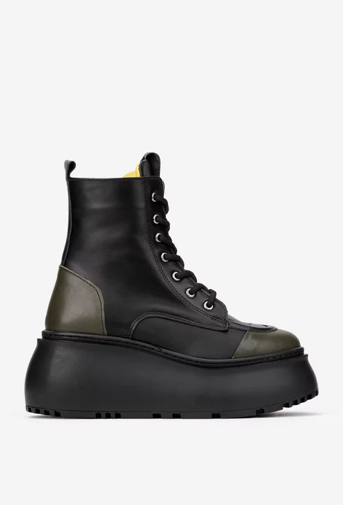 Ghete dama NUR negre cu kaki din piele naturala