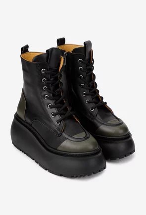 Ghete dama NUR negre cu kaki din piele naturala