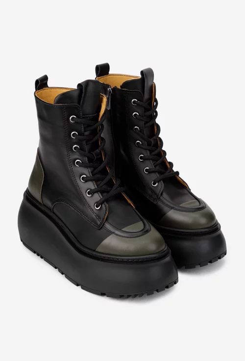 Ghete dama NUR negre cu kaki din piele naturala