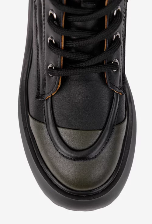 Ghete dama NUR negre cu kaki din piele naturala