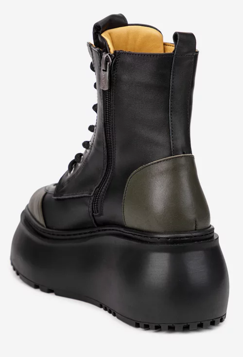 Ghete dama NUR negre cu kaki din piele naturala