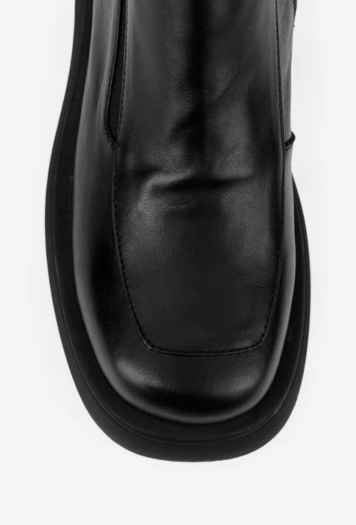 Ghete dama NUR negre din piele cu fermoar