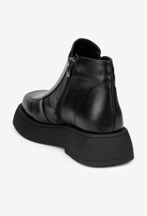 Ghete dama NUR negre din piele cu fermoar