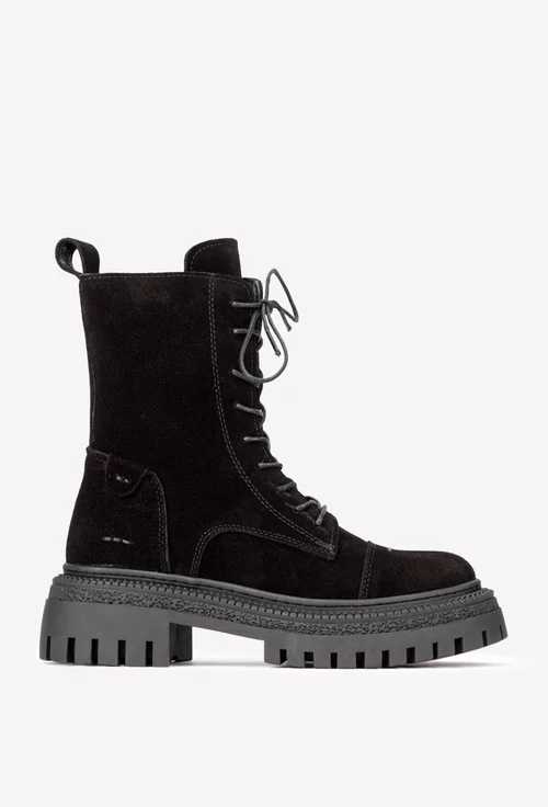 Ghete dama NUR negre din piele intoarsa