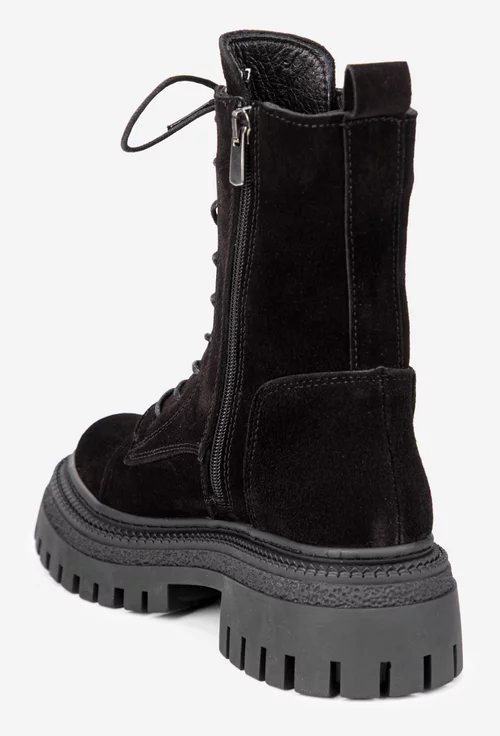 Ghete dama NUR negre din piele intoarsa