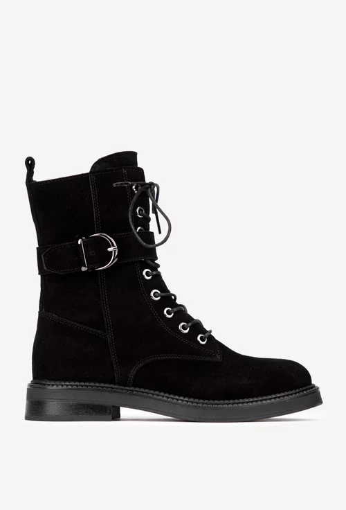 Ghete dama NUR negre din piele intoarsa