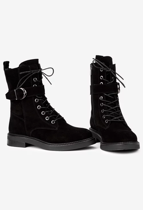 Ghete dama NUR negre din piele intoarsa