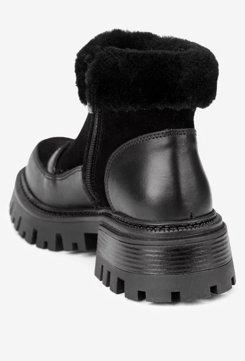 Ghete dama NUR negre din piele intoarsa