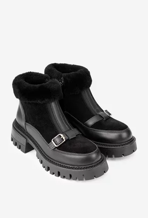 Ghete dama NUR negre din piele intoarsa