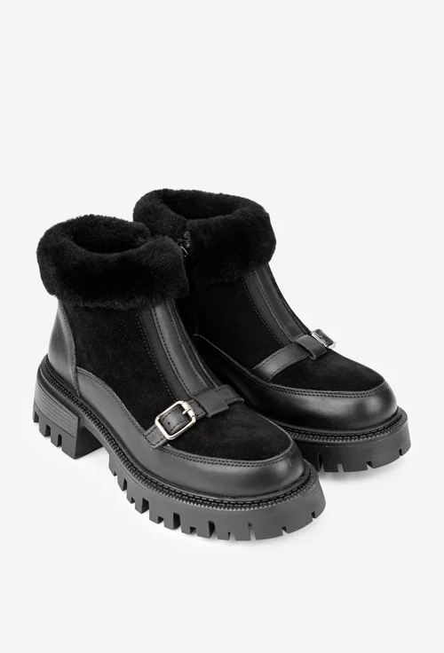 Ghete dama NUR negre din piele intoarsa