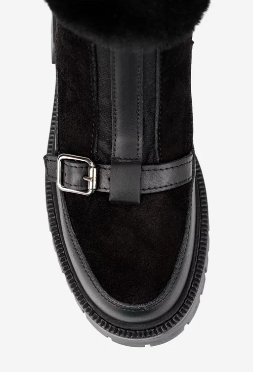 Ghete dama NUR negre din piele intoarsa