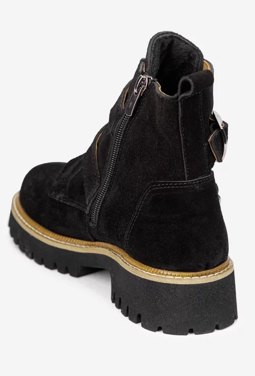 Ghete dama NUR negre din piele intoarsa