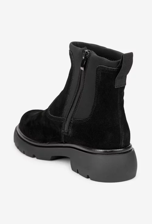 Ghete dama NUR negre din piele intoarsa si material textil