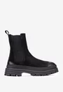 Ghete dama NUR negre din piele nabuc tip slip-on