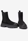 Ghete dama NUR negre din piele nabuc tip slip-on