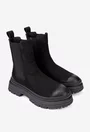 Ghete dama NUR negre din piele nabuc tip slip-on