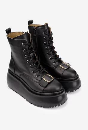 Ghete dama NUR negre din piele naturala