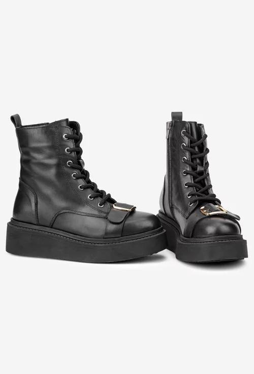 Ghete dama NUR negre din piele naturala