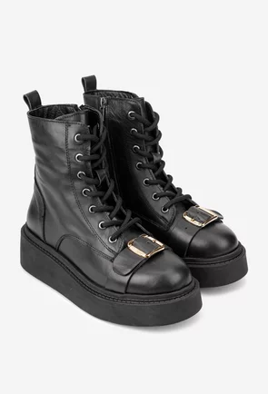 Ghete dama NUR negre din piele naturala