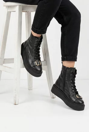 Ghete dama NUR negre din piele naturala